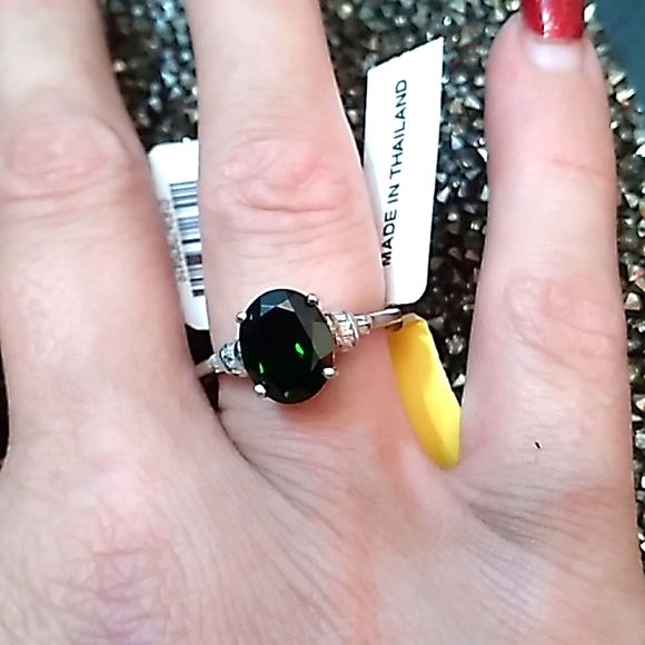 Natural Chrome Russian Diopside Diamond Baguette White Silver - Picture 14 of 15